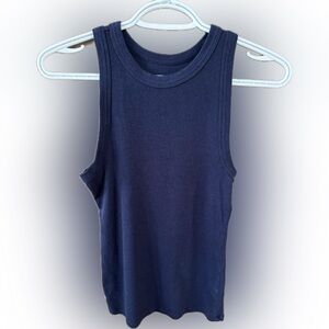 a new day Dark Blue Ribbed Top